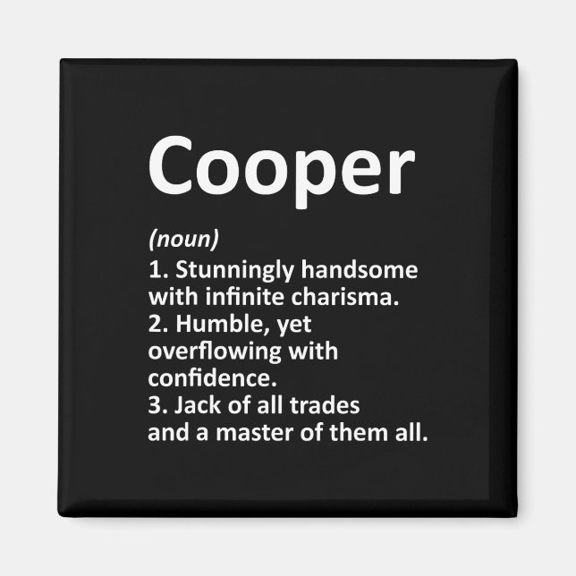 Imán Cooper Definition Personalizado Name Funny Cumplea (Frente)