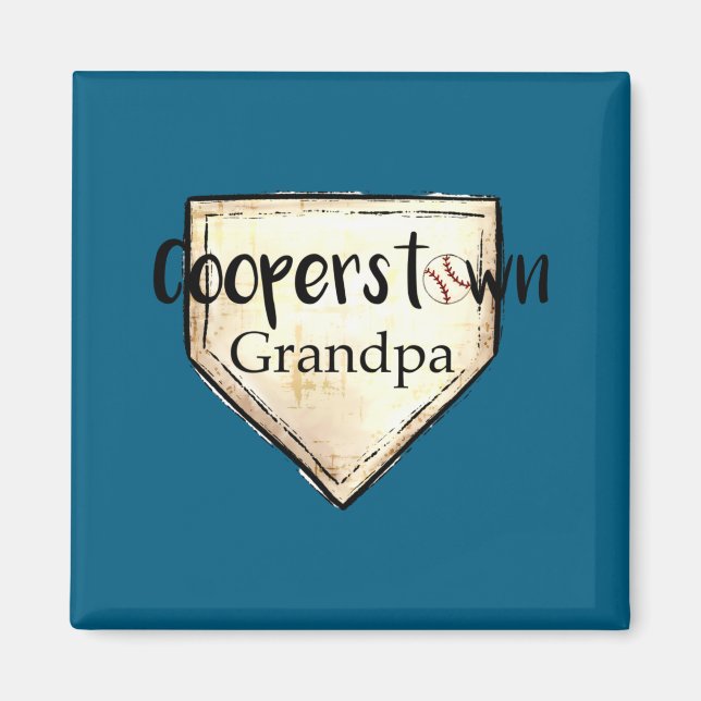 Imán Cooperstown Ny Abuelo Diseño De Béisbol Lindo (Frente)