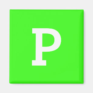 Imán Coordenadas de color verde neón monograma mejor