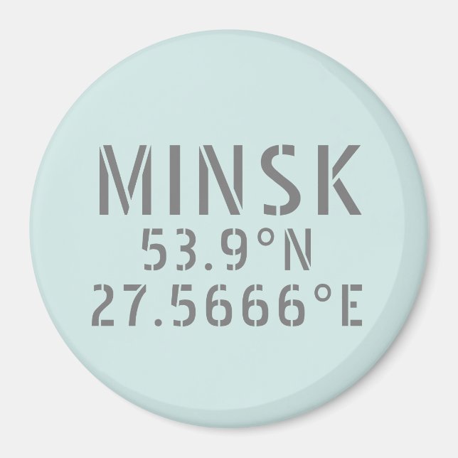Imán Coordenadas de longitud de minsk Latitude (Frente)