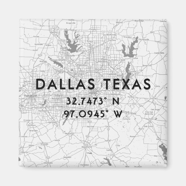 Imán Coordenadas de Personalizados de mapas de Texas en (Frente)