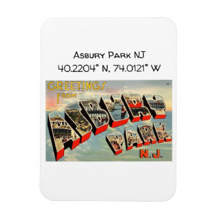 Imán Coordenadas del mapa de NJ del Parque Asbury Estil