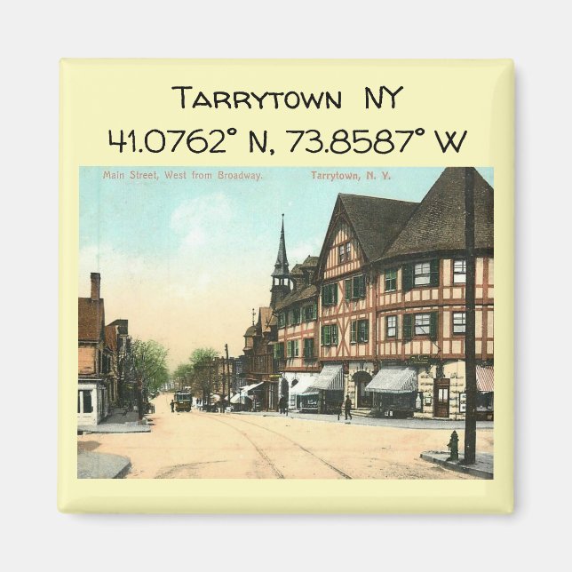 Imán Coordenadas del mapa de NY de Tarrytown con estilo (Frente)