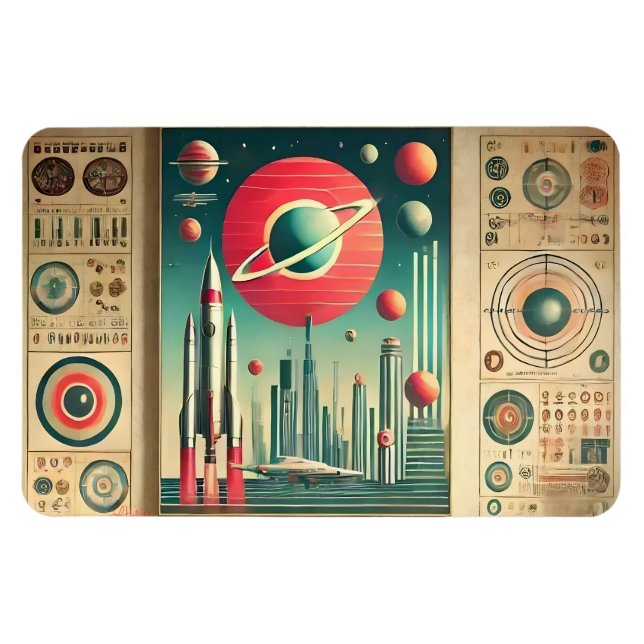 Imán Coordenadas Interplanetarias de la Era Espacial Re (Horizontal)