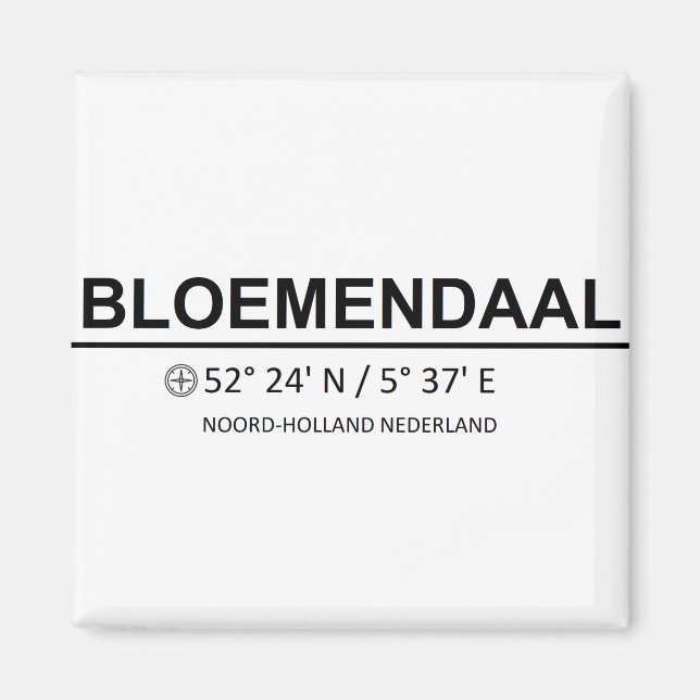 Imán Coordinación Bloemendaal - Coordenadas Bloemendaal (Frente)