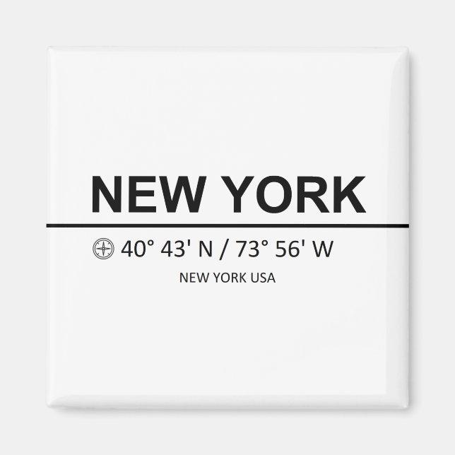 Imán Coordinación de Nueva York - Coordenadas de Nueva  (Frente)