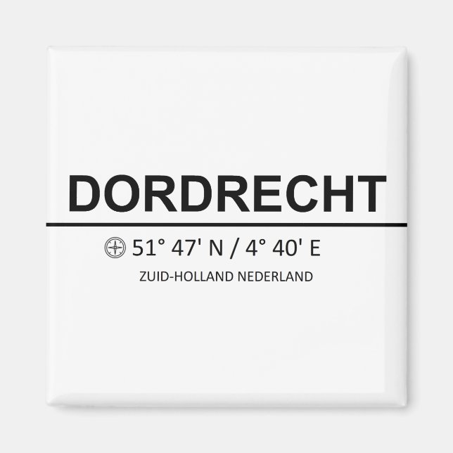 Imán Coordinación Dordrecht - Coordenadas Dordrecht (Frente)
