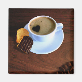 Imán Copa de café con espuma en forma de corazón