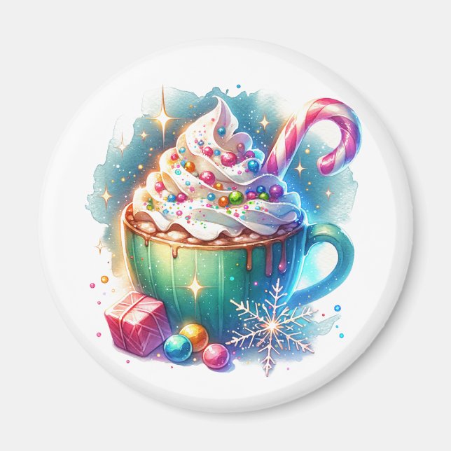Imán Copa de Navidades de acuarela bonito (Frente)