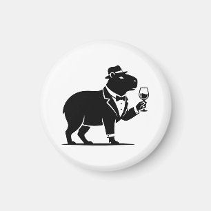 Imán Copa de vino divertida de capybara minimalista mod