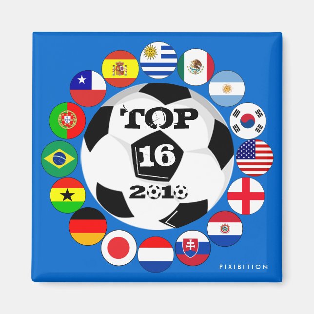 Imán Copa Mundial De La Ronda De 16 Banderas De Equipo (Frente)