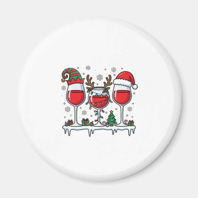 Imán Copas de vino tinto de Navidad Vector de vacacione (Frente)