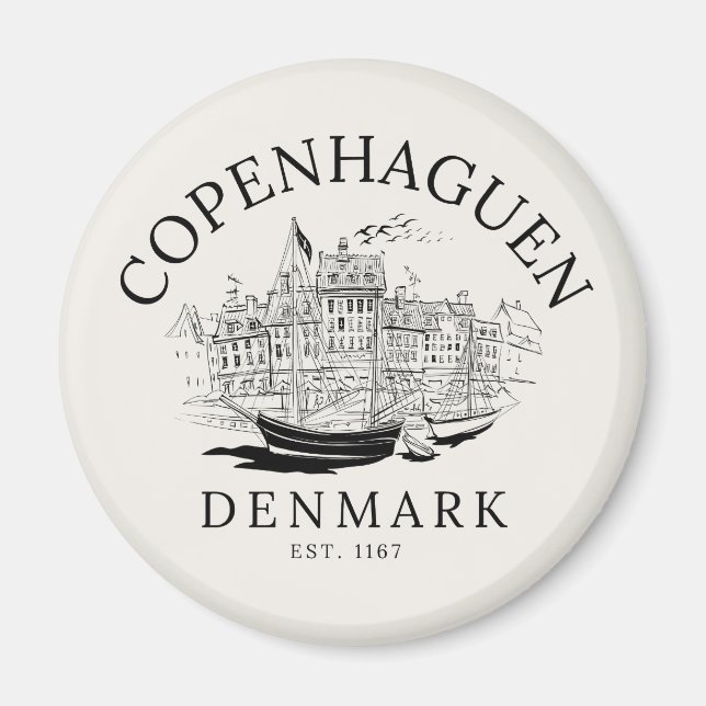 Imán Copenhagen Denmark vintage Landscape (Frente)