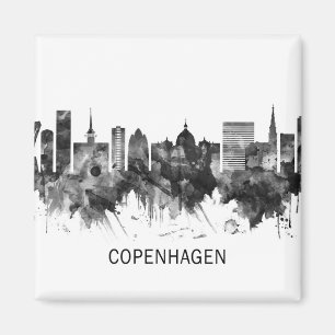 Imán Copenhague Dinamarca Skyline BW