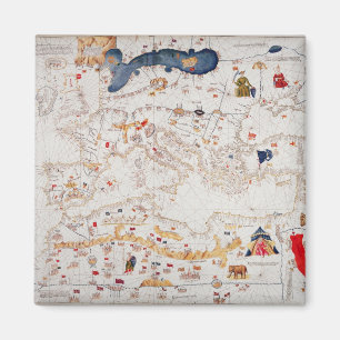 Imán Copia del mapa catalán de Europa, África del Nor
