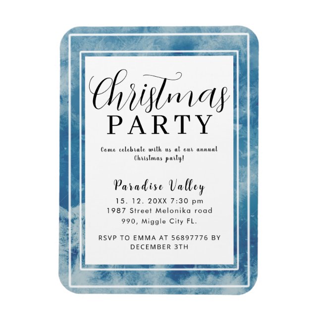 Imán Copo de nieve azul cielo moderno (Vertical)