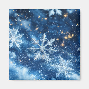 Imán Copo de Nieve Brillante Glitter Invierno Navidad