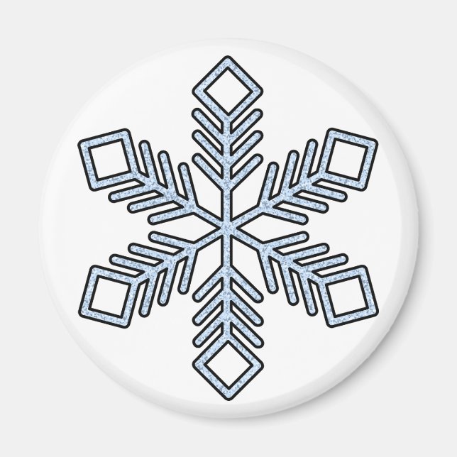Imán Copo de Nieve Brillante - Ramas Azul Bebé (Frente)