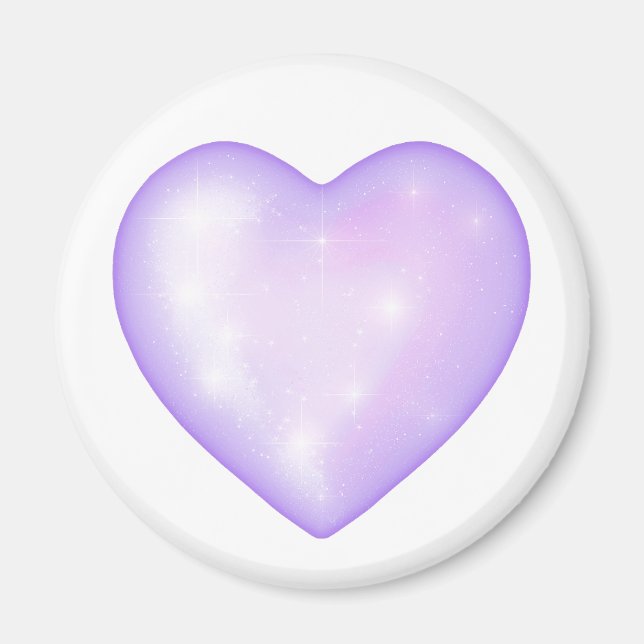 Imán copo de nieve morado ligero y corazón brillante (Frente)