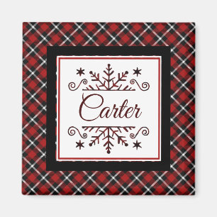 Imán Copo de nieve personalizado a cuadros