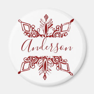 Imán Copo de nieve rojo personalizado
