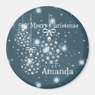 Imán Copos de nieve, azul y blanco, globos