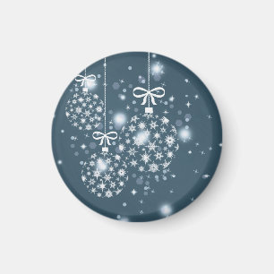 Imán Copos de nieve, azul y blanco, globos