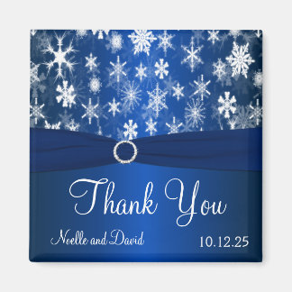 Imán Copos de nieve azules y blancos gracias Magnet