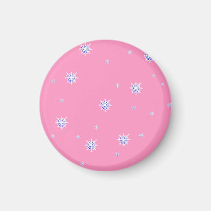 Imán Copos de nieve en invierno rosa