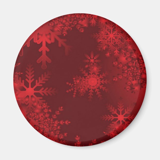 Imán Copos de nieve rojos (Frente)