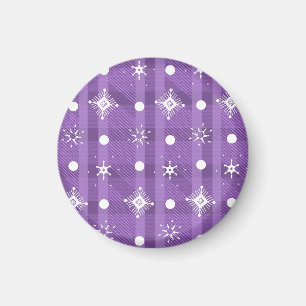 Imán Copos de nieve simples Patrón de cuadros púrpura