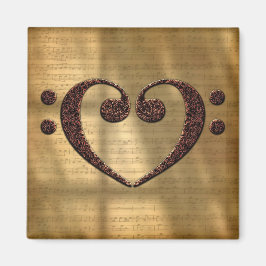 Imán Copper Doble Bass Clef Heart Music Lover