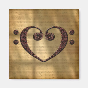 Imán Copper Doble Bass Clef Heart Music Lover