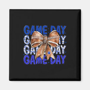 Imán Coqueta de fútbol Bow Blue Bulldog Game Day Mujere