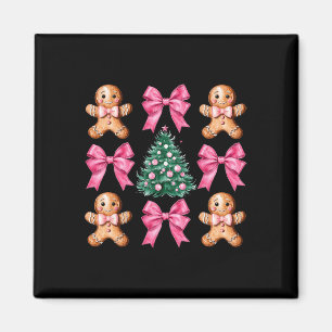 Imán Coqueta rosa de vaca rosa navidad pan de jengibre