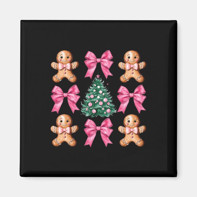 Imán Coqueta rosa de vaca rosa navidad pan de jengibre  (Frente)