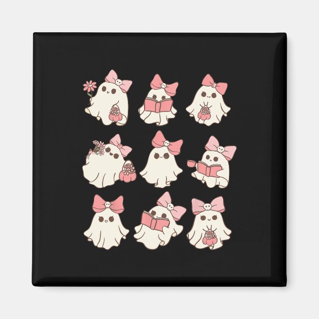 Imán Coqueta rosa dobla guapa fantasma Halloween estofa (Frente)