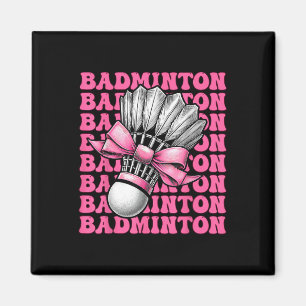 Imán Coquette Bow Badminton Player Shuttle Chica Mom Pi