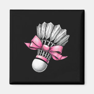 Imán Coquette Bow Badminton Shuttle Cinta rosa Gir