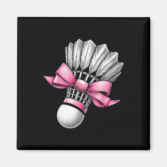 Imán Coquette Bow Badminton Shuttle Cinta rosa Gir (Frente)