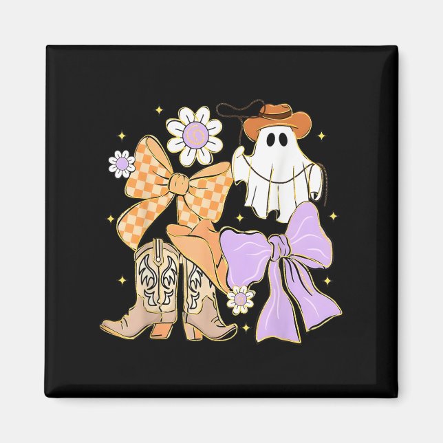 Imán Coquette Bow Boo Ghost Boots Western Cowboy Cowgir (Frente)