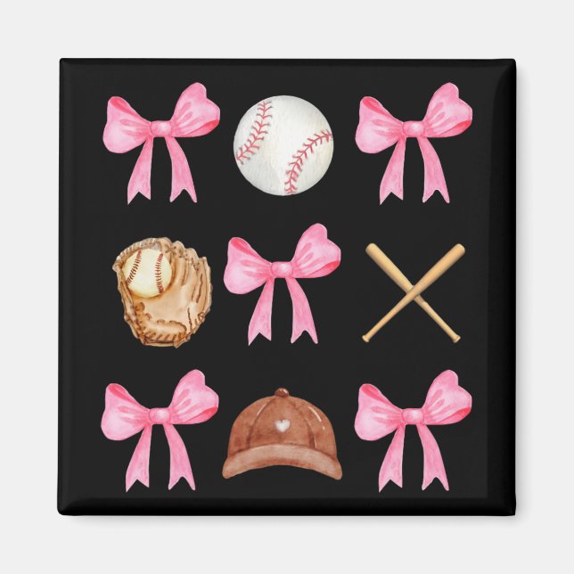 Imán Coquette Bow Bow Bow Mamá De Béisbol Madres Da (Frente)