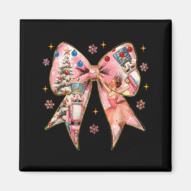 Imán Coquette Bow Christmas Nutcracker Ballet Festive W (Frente)