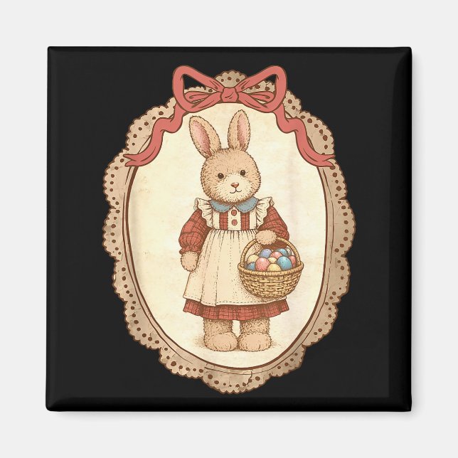 Imán Coquette Bow Funny Bunny Eggs Rabbit Happy Easter  (Frente)