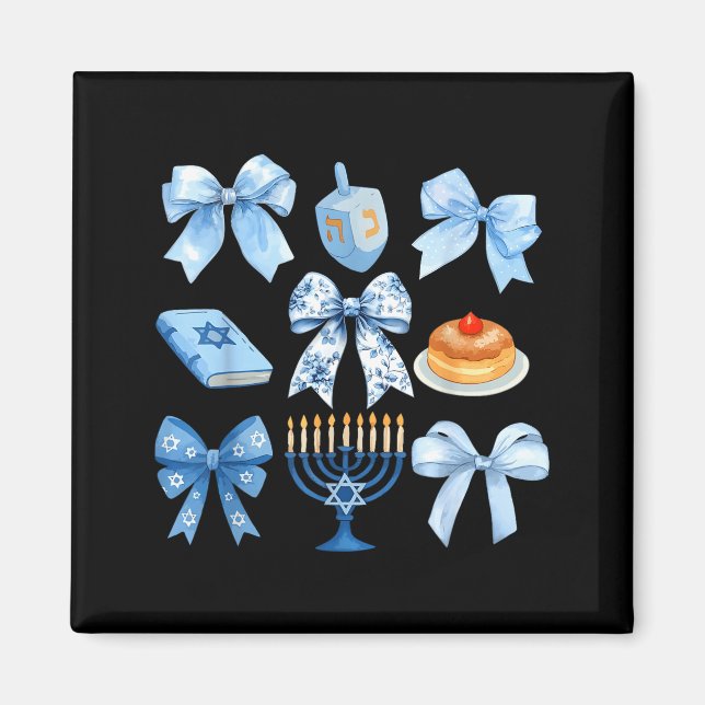 Imán Coquette Bow Hanukkah Chanukah Pajama Latke Jewish (Frente)