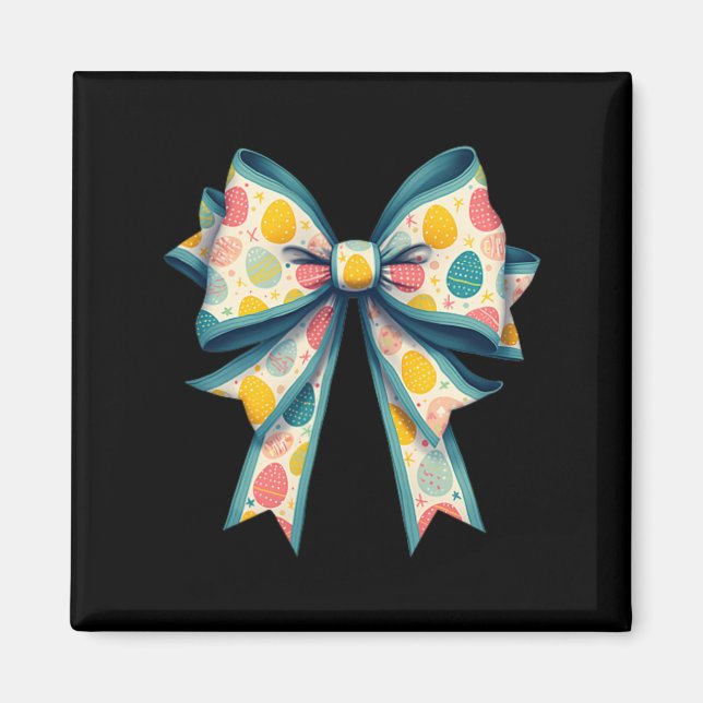 Imán Coquette Bow Happy Easter Bunny Bow Pink Egaste (Frente)