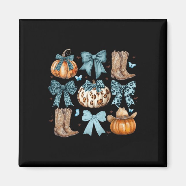Imán Coquette Bow Howdy Cae Botas De Calabaza Occidenta (Frente)