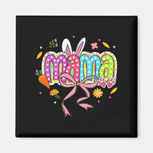 Imán Coquette Bow Mama Bunny Easter Mom Boho Florals Fa