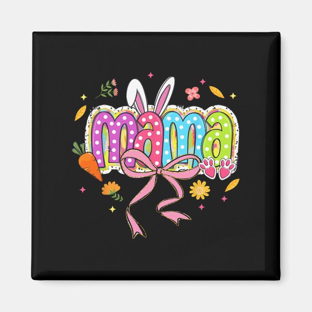 Imán Coquette Bow Mama Bunny Easter Mom Boho Florals Fa (Frente)