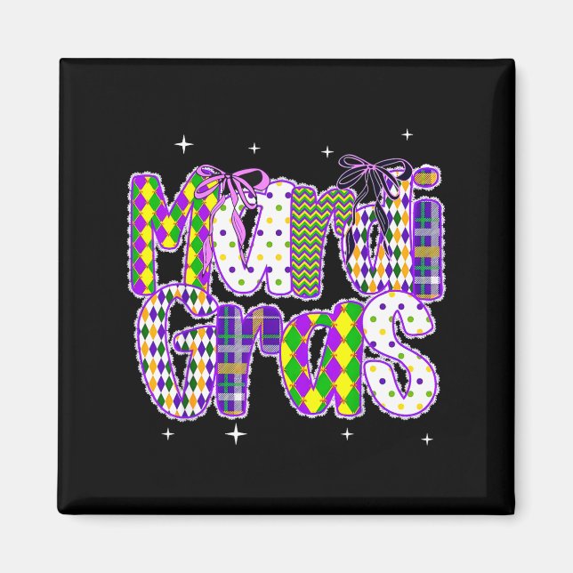 Imán Coquette Bow Mardi Gras New Orleans Louisiana Dalm (Frente)